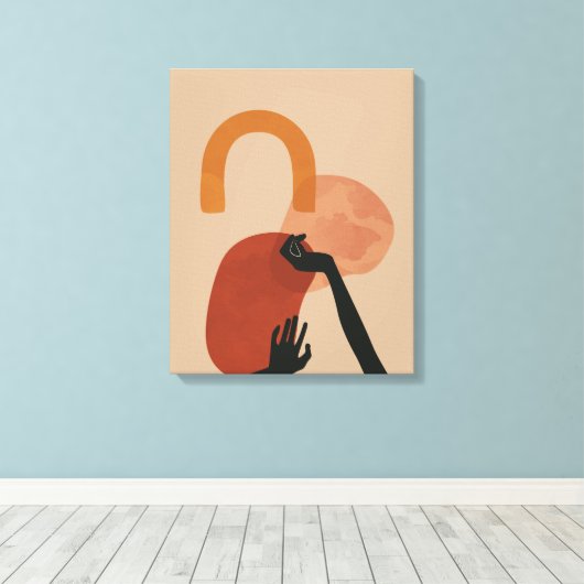 Abstrakte handgemalte Kunst - Boho, Erdfarben Leinwanddruck (Insitu (Holzboden))