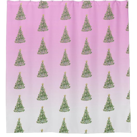 Abstrakte handgemalte Weihnachtsbaumen Duschvorhang (Vorderseite)