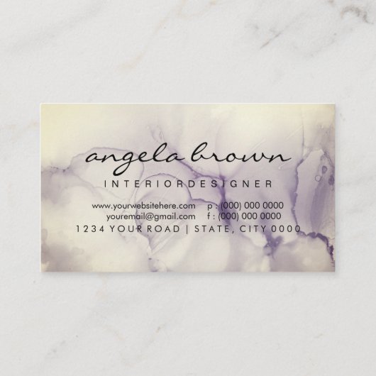 Abstrakte handgestrichene Wasserfarbe Ombre Splash Visitenkarte (Rückseite)