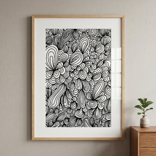 Abstrakte handgezeichnete Doodle Art Farbseite Poster