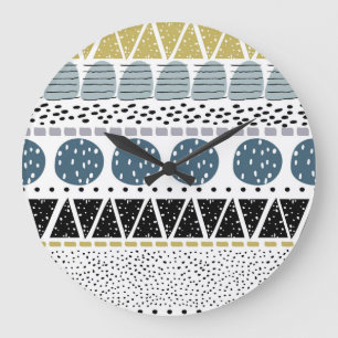 Abstrakte handgezeichnete, kreative Vintage Textur Große Wanduhr