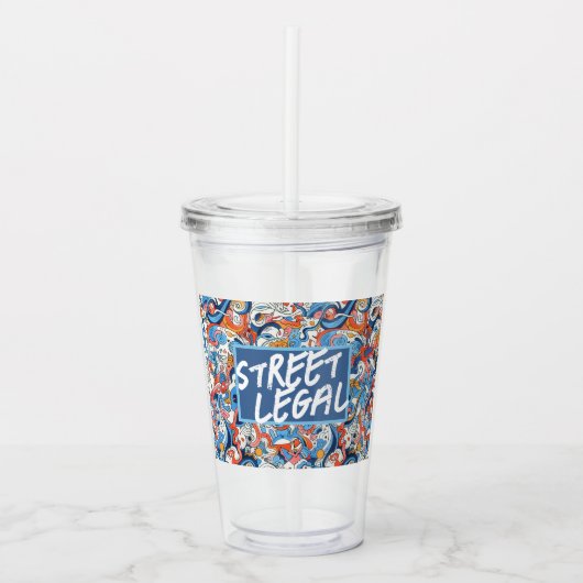 Abstrakte handgezogene Doodles Acryltrinkbecher (Vorderseite)