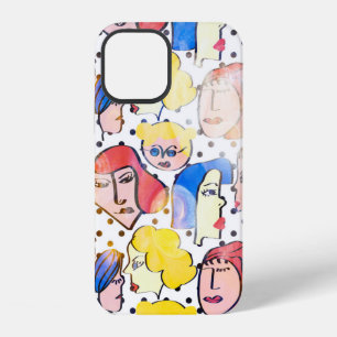 Abstrakte Handzeichnung Frauen Gesichter Cartoon m iPhone 12 Hülle