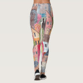 Abstrakte Häuser: Aquarell Nahtloser Hintergrund. Leggings (Rückseite)
