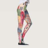 Abstrakte Häuser: Aquarell Nahtloser Hintergrund. Leggings (Rechts)