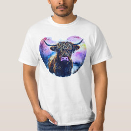 Abstrakte Heart-Shaped Highland-Cow-Malerei T-Shirt