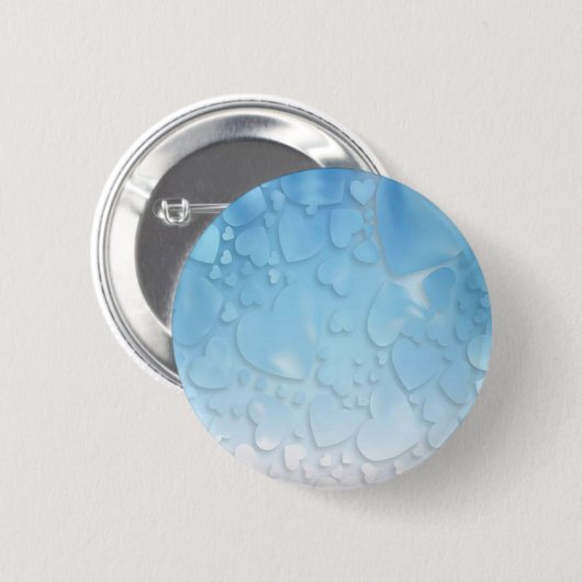 Abstrakte hellblaue Herzen Button (Vorne & Hinten)