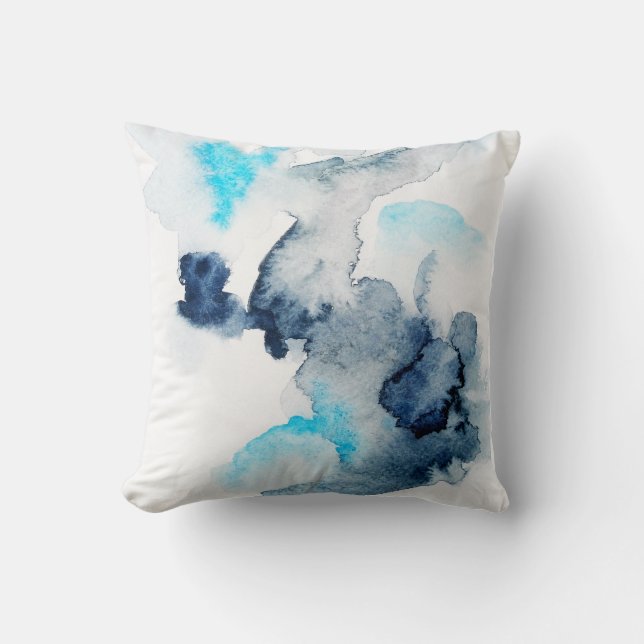 Abstrakte, helle Aquarellfarben mit lackierter Tex Kissen (Vorderseite)