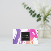 Abstrakte, helle Neonfarben Pinselstriche Visitenkarte (Stehend Vorderseite)