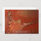 Abstrakte, helle Rot & Gold Alkohol Tinte Flüssigk Dankeskarte (Vorne/Hinten)