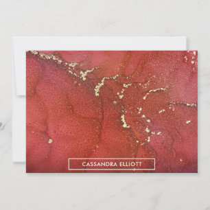 Abstrakte, helle Rot & Gold Alkohol Tinte Flüssigk Dankeskarte