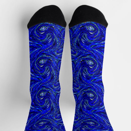 Abstrakte helle und dunkelblaue Wirbel Socken (Oben)