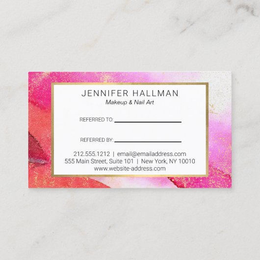 Abstrakte, hellrosa Wasserfarbenreferenz Visitenkarte (Rückseite)