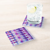 Abstrakte, hellrote Gelbe Kunst Glasuntersetzer (Schrägansicht)