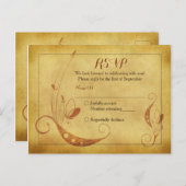 Abstrakte Herbst-Hochzeit Vintager Blumen - RSVP P Einladungspostkarte (Vorne/Hinten)