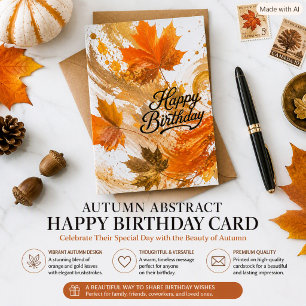 Abstrakte Herbstblätter Alles Gute zum Geburtstag  Karte