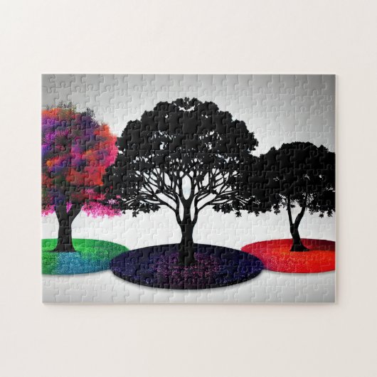 Abstrakte Herbstblätter auf weißem Hintergrund Puzzle (Horizontal)