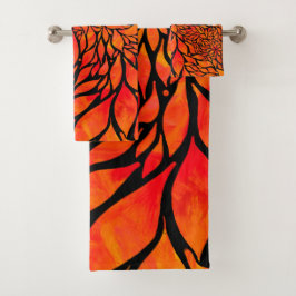 Abstrakte Herbstblätter Badhandtuch Set