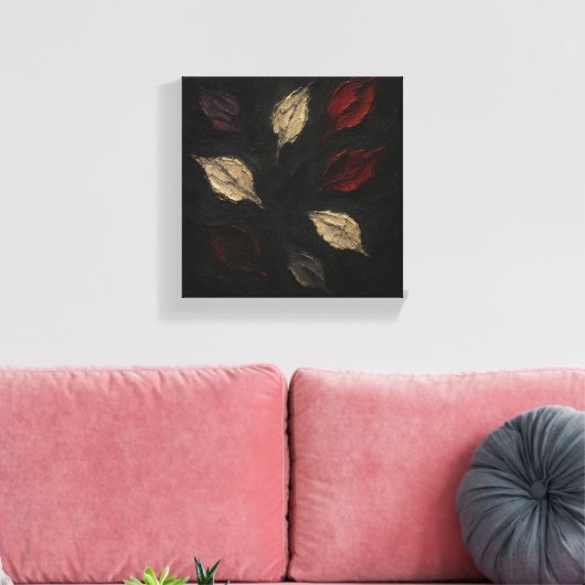 Abstrakte Herbstblätter - dunkel botanisch texturi Leinwanddruck (Insitu (Wohnzimmer))