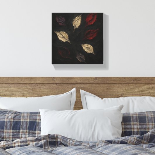 Abstrakte Herbstblätter - dunkel botanisch texturi Leinwanddruck (Insitu (Schlafzimmer))