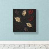 Abstrakte Herbstblätter - dunkel botanisch texturi Leinwanddruck (Insitu (Holzboden))