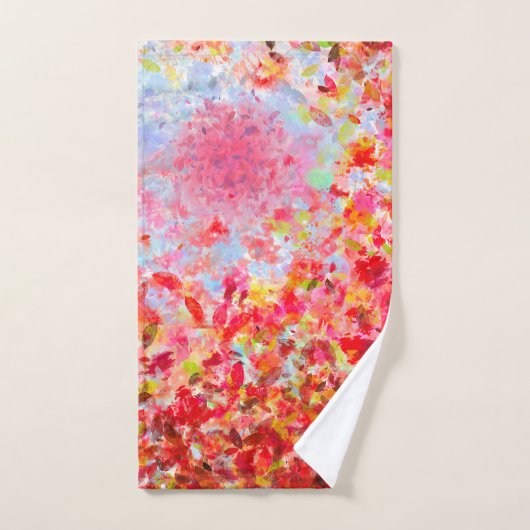 - Abstrakte Herbstblätter und Himmel Badhandtuch Set (Handtuch)