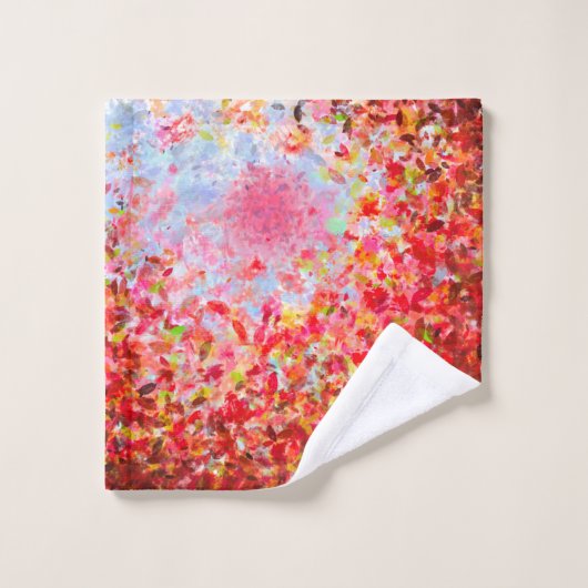 - Abstrakte Herbstblätter und Himmel Badhandtuch Set (Waschlappen)