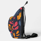 Abstrakte Herbstfarben Blau, Orange und Rot Blätte Crossbody Bag (Rechts)