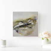 Abstrakte Herbstfarben Landschaft Quadratische Wanduhr (Zuhause)