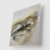 Abstrakte Herbstfarben Landschaft Quadratische Wanduhr (Winkel)