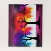 Abstrakte Herbstfarben mit schwarzen Silhouetten Puzzle (Vertikal)