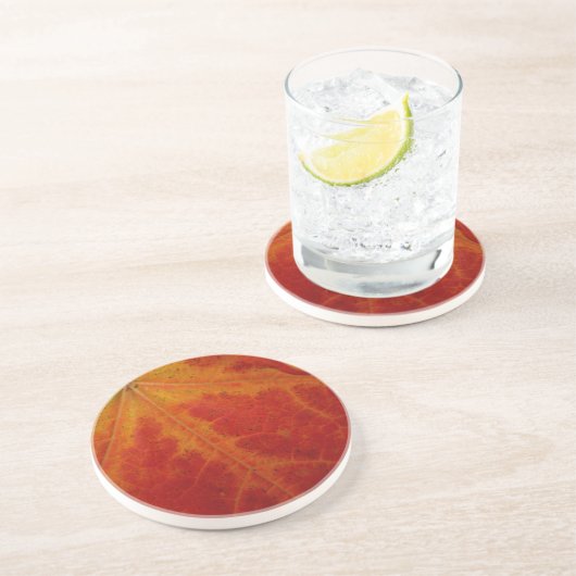 Abstrakte Herbstfotografie aus dem Ahornleaf Sandstein Untersetzer (Seite)