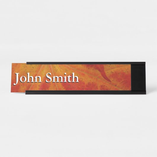 Abstrakte Herbstfotografie aus dem Ahornleaf Schreibtischnamensplakette (Vorderseite )