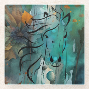 Abstrakte Herbstkunst Glasuntersetzer