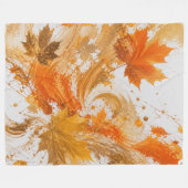 Abstrakte herbstliche fallende Blätter Farbige Ora Fleecedecke (Vorderseite (Horizontal))