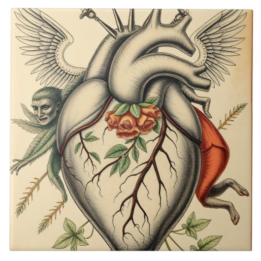 Abstrakte Herz Illustration Fliese (Vorderseite)