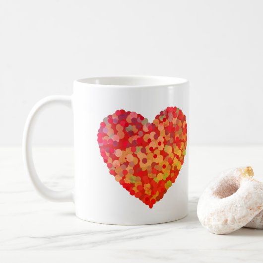 Abstrakte Herz-Konfetti-Kunst Kaffeetasse (Mit Donut)