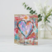 Abstrakte Herzbeschwörung Rosa Blau Postkarte (Stehend Vorderseite)