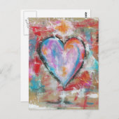 Abstrakte Herzbeschwörung Rosa Blau Postkarte (Vorne/Hinten)