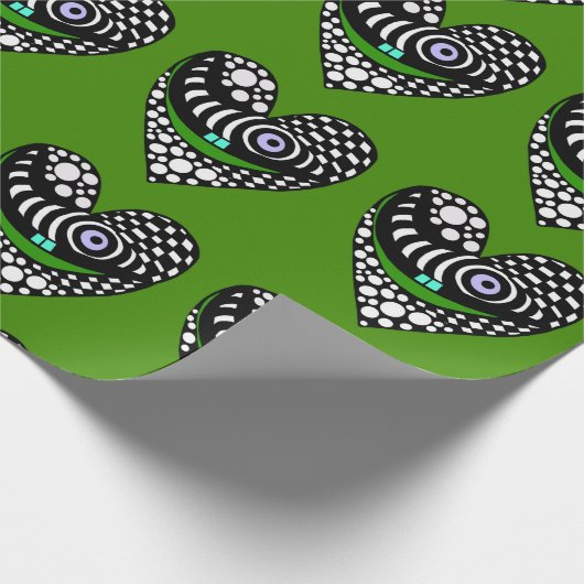 Abstrakte Herzen auf Liebe Valentinpapier Geschenkpapier (Ecke)