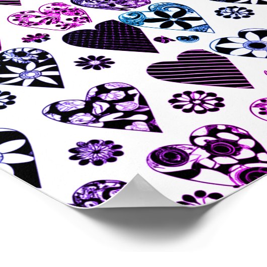 Abstrakte Herzen & Blume Moderner Pop Poster (Ecke)