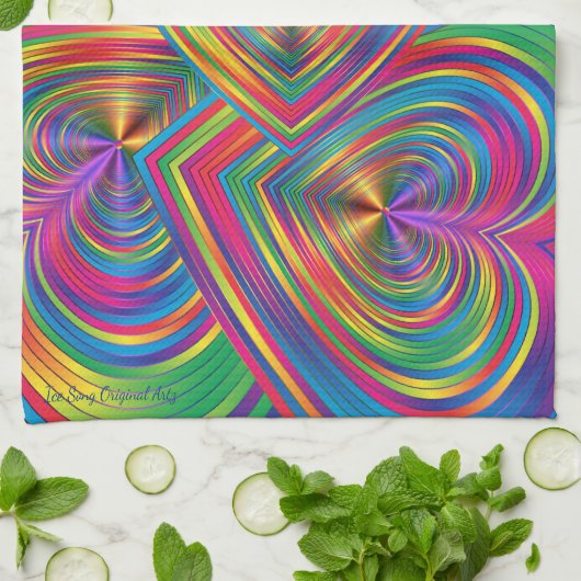 Abstrakte Herzen sind Abstrakt Geschirrtuch (Gefaltet)