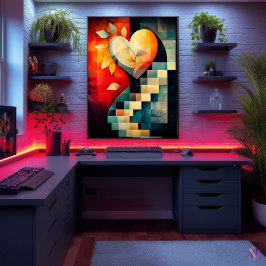 Abstrakte Herzkunst - Geometrisches Design der Lie Poster