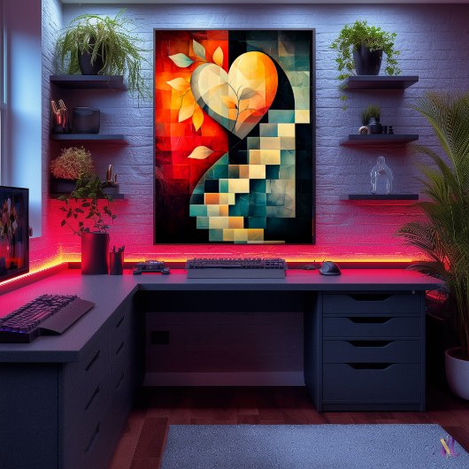 Abstrakte Herzkunst - Geometrisches Design der Lie Poster