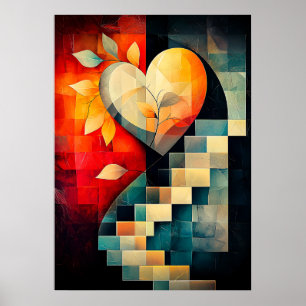 Abstrakte Herzkunst - Geometrisches Design der Lie Poster
