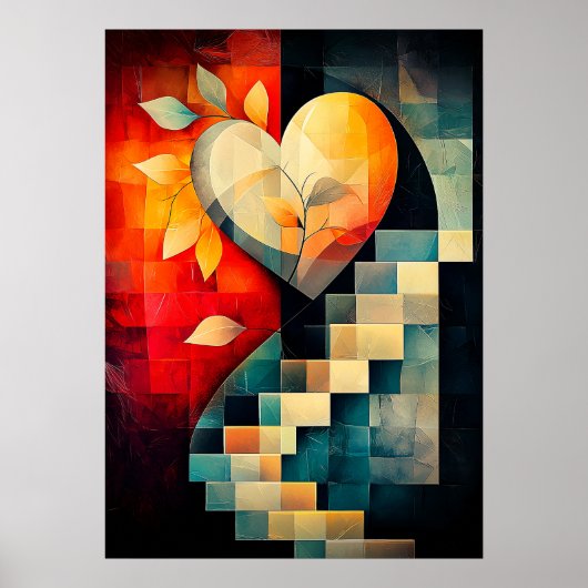 Abstrakte Herzkunst - Geometrisches Design der Lie Poster (Vorne)
