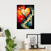 Abstrakte Herzkunst - Geometrisches Design der Lie Poster (Heimbüro)