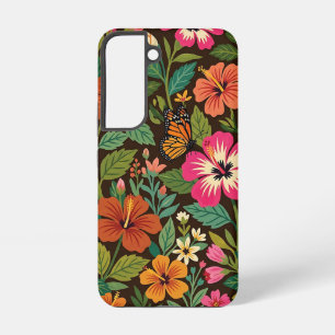 Abstrakte Hibiskus-Monarchfalter-Samsung-Hüllen Samsung Galaxy Hülle