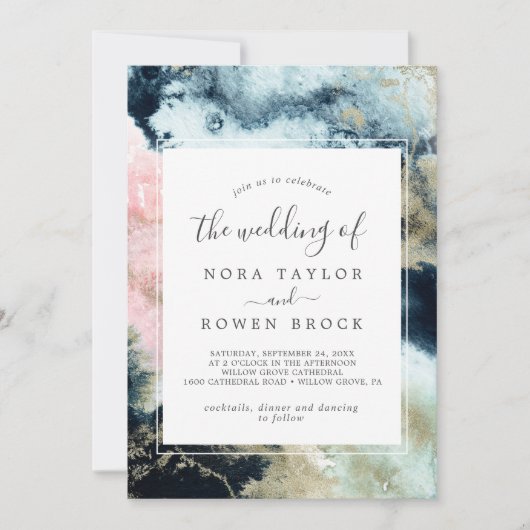 Abstrakte Himmelswasserfarbe Einladung (Vorderseite)