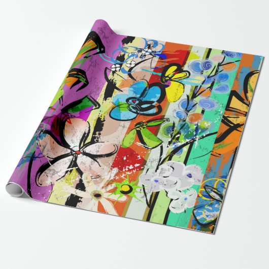 abstrakte Hintergrundkomposition mit Blume, mit Geschenkpapier (Ungerollt)